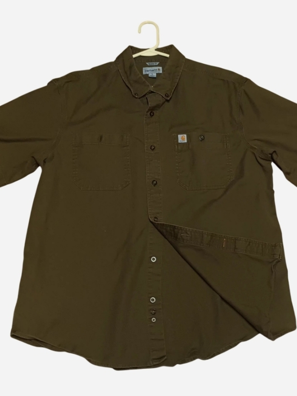 Carhartt Men's Dark Olive Button-Down Work Shirt